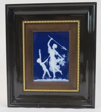 Limoges Pate Sur Pate Framed Plaque by Marcel Chaufriasse Venus & Cupid 31x30cm