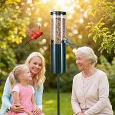 10 LBS Capacity Squirrel Proof Bird Feeder with Pole Mount and Baffle