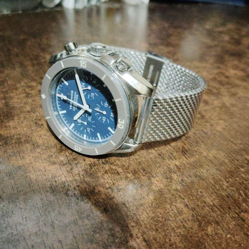 Reloj Breitling Technos T4146 Cronógrafo Estilo Superocéano Nuevo Correa Batería #0955 Foto 3 de 4