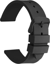 WOCCI 20mm Watch Bands - Premium Silicone Rubber 20mm, Black (Black Buckle) 
