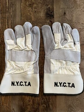 Genuine MTA New York City Transit Subway Work Gloves NWOT Leather /Canvas L/XL