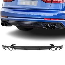 Passt für Audi A8 D5 4N 2017-2021 Sport Style Heckdiffusor Glanz Schwarz Endrohr