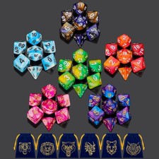 DND Dice Set - QMay 42pcs Polyhedral Dice, 6 Complete Double-Colors D D Dice ...