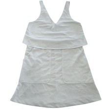 Zara Trafaluc Dress Womens Small White Sleeveless V-Neck A-Line Mini Pockets