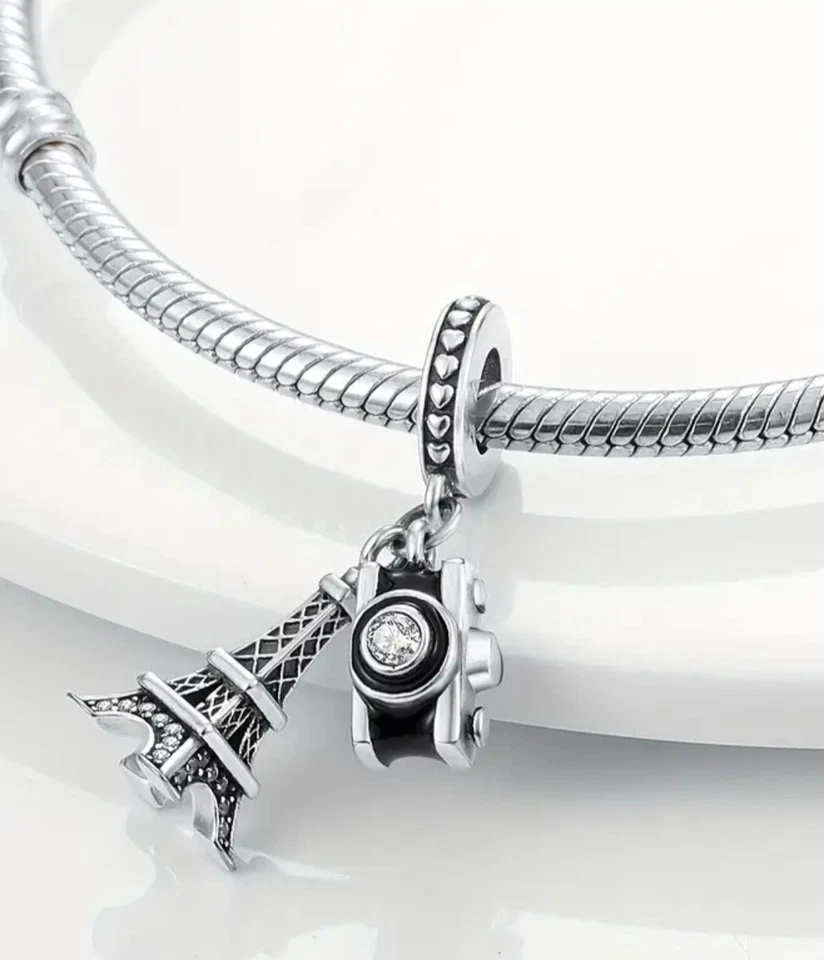 S925 Sterling Silver-Paris Themed Eiffel Tower Charm With FREE Bracelet. UK. - Image 2 of 4
