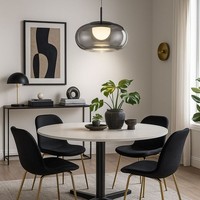 Pendellampe HäNgeleuchte Esstischlampe Led Rauchglas Retro KüChenleuchte H 150Cm