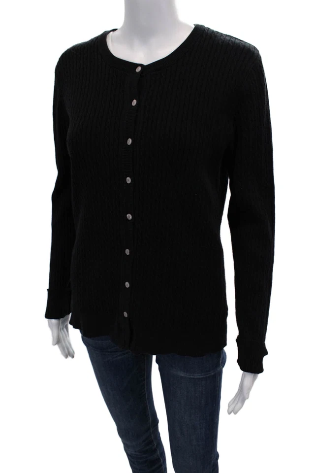 Suéter feminino Lily Pulitzer de malha de algodão com botões preto tamanho P - Imagem 2 de 4