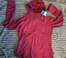 Brooks Women  s Burgundy Pullover Hoodie Large Hooded Raglan Sleeve Style 221298