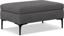 Rebecca 36 Inch Wide Mid Century Rectangular Coffee Table Storage Ottoman with L