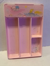 Rare Vintage Sanrio Little Twin Stars Organizer 1983 Hard Plastic Pink