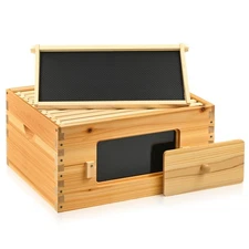 CREWORKS 10 Frame Bee Hive Box, Langstroth Beehive Deep Box with Frames & Fou...