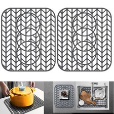 2 PCS Silicone Kitchen Sink Protectors Mat Grate Rack Fits 13.58x11.5 Inch