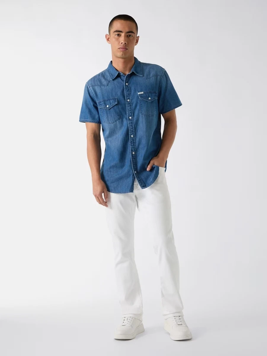 Guess Camicia Gavin Uomo Maniche Corte In Maglia Testurizzata: Stile Casual Chic