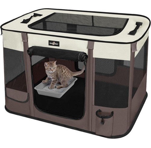 Dog Playpen,Cat Pet Puppy Pen,Portable Foldable Mesh and Canvas Kennel