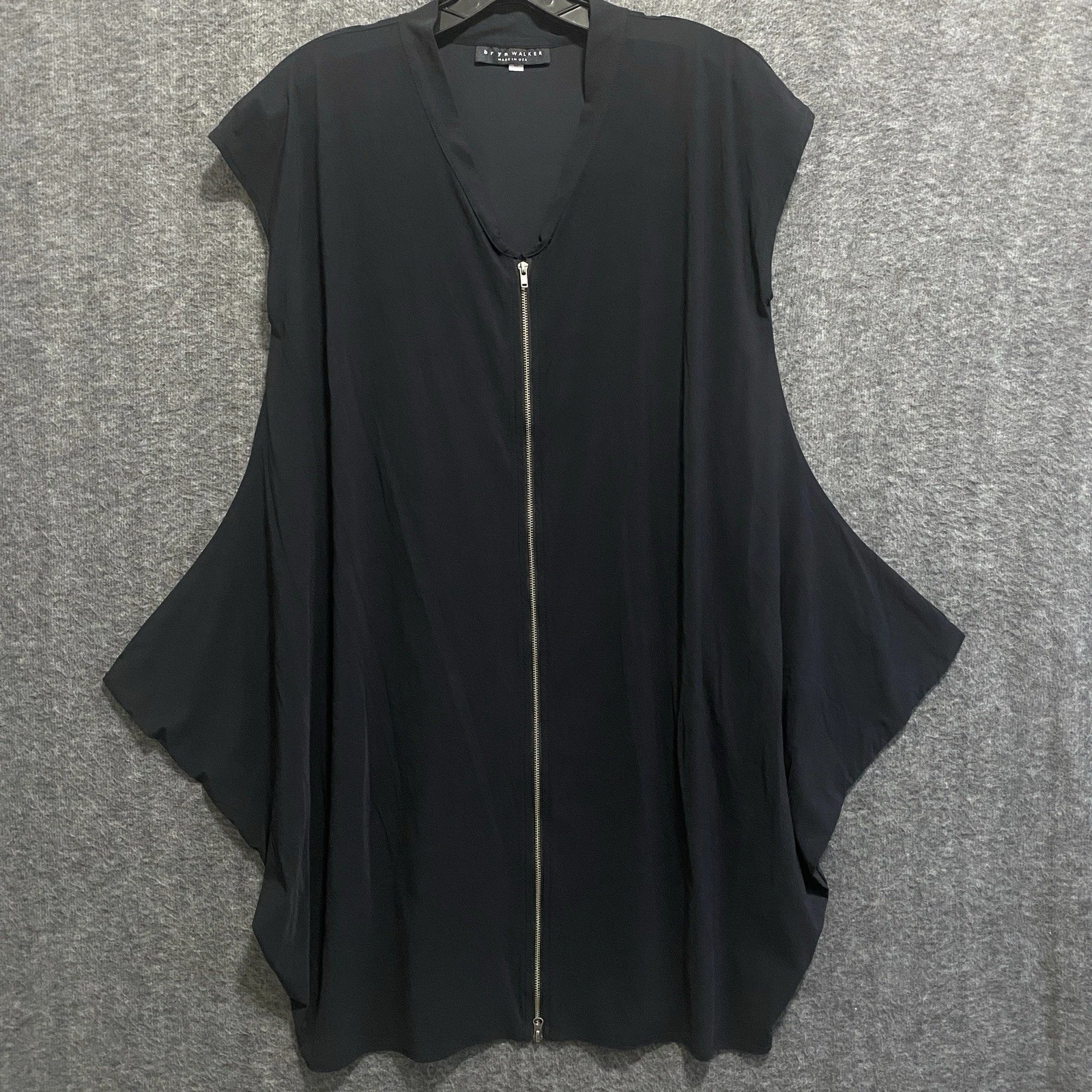 Bryn Walker Poncho Style Tunic Top S Italian Fabric Zip Oversized Lagenlook USA
