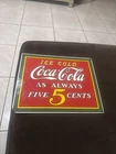 Vintage ICE COLD Coca Cola AS ALWAYS 5 CENTS Ande Rooney Porcelain Enamel Sign
