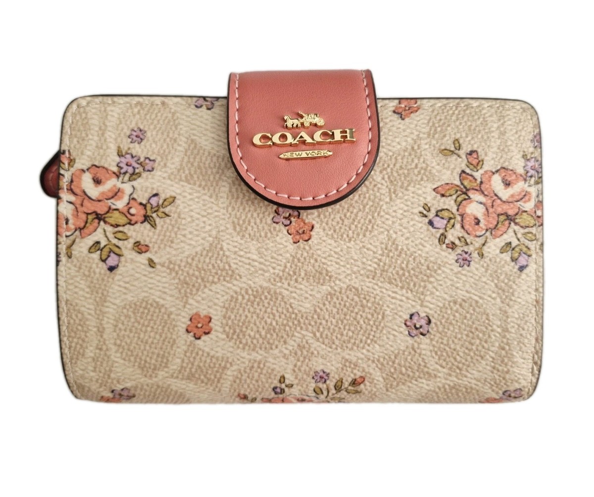 ぽぽ  Lカーキ New 💯Authentic Coach Corner Zip Wallet Signature LEATHER