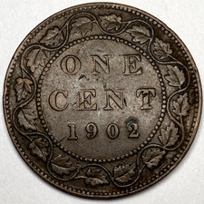 1902 Canadian Large Cent Edward VII Copper Nice Details 