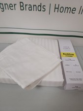 John Lewis 400TC BCI Satin Stripe King Duvet Cover Set White RRP £90