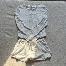 Always You Ivory Knit Long Sleeve Top  Shorts Set Size M