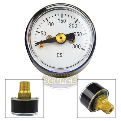 #ad 1 8quot; MNPT Mini Micro Air Pressure Gauge 0 300 PSI 1quot; Face CBM Center Back Mount $14.95