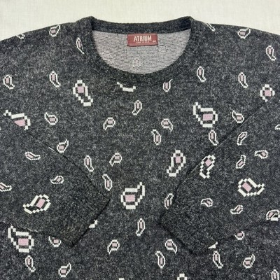 Vintage Atrium Paisley Sweater Adult Medium Black Knit Pullover 1980s Classic 