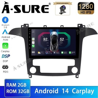 KAM Für Ford S-Max WA6 2006-2015 2+64GB Carplay Android 15 Autoradio NAVI Radio