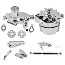 For Small Block Chevy 350 Chrome Short Water Pump Alternator Bracket Kit