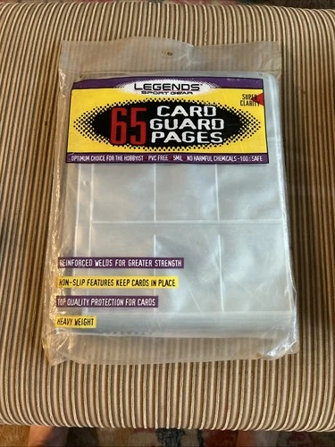 CARD GUARD PAGES (65)NEW IN BAG LEGENDS SPORT GEAR SUPER CLARITY 100% SAFE.