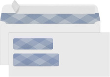 500 10 Double Window Security Envelopes, NO.10 Self-Seal Window Envelopes De...