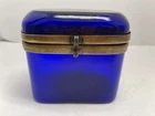 VINTAGE  ITALIAN MCM MURANO COBALT BLUE GLASS BOX / JEWEL CASKET