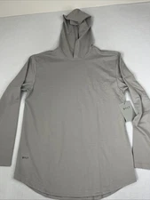 BYLT Drop-Cut Long Sleeve Hooded Shirt Mens L Storm Gray NWT