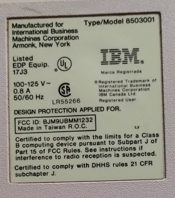 Vintage IBM Personal System/2 Monochrome Display 8503 CRT Works