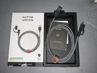 Native Union Belt Cable 6.5' USB-C/Lightning/Micro to USB  MFi-Certified  Zebra