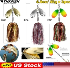 3PCS Fishing Spinner Bait Lures Multicolor Bucktail Metal Jig Fish Kit Swimbaits