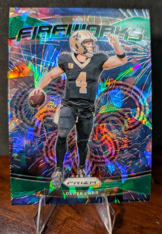 2024 Panini Prizm - Fireworks Derek Carr #11 Green Ice Prizm