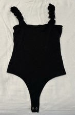Women s Black Ruffled straps bodysuit size S