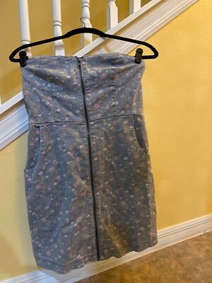Kimchi Blue M Floral Denim Strapless Dress with Pockets | eBay Kimchi Blue M Floral Denim Strapless Dress with Pockets | eBay
