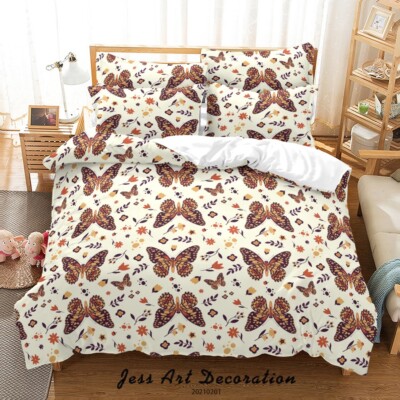 3D Floral Leaves Pattern Butterfly Quilt Cover Set Bedding Sets Pillowcases 64