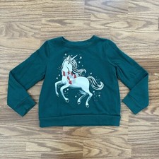 Jumping Beans Girl Size 6 Softest Fleece Sweatshirt Holiday Christmas Unicorn