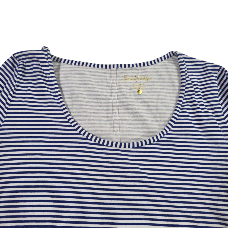 Vestido Lilly Pulitzer Shrt Mujer Azul L Algodón Manga Larga Rayas Faro Informal Foto 3 de 4