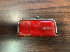 VTG 1950s Grooming Travel Kit Trim Nail Hygiene Red Leather