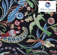 5 Yard Indian Hand Block Floral Print Pure Cotton Running Fabric Black