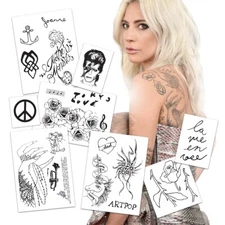 Lady Gaga Temporary Tattoos | Realist | Life-Sized | Skin Safe