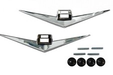 55-56 Chevy Truck LH/RH V8 Fender Emblems Pair w/Fasteners 57