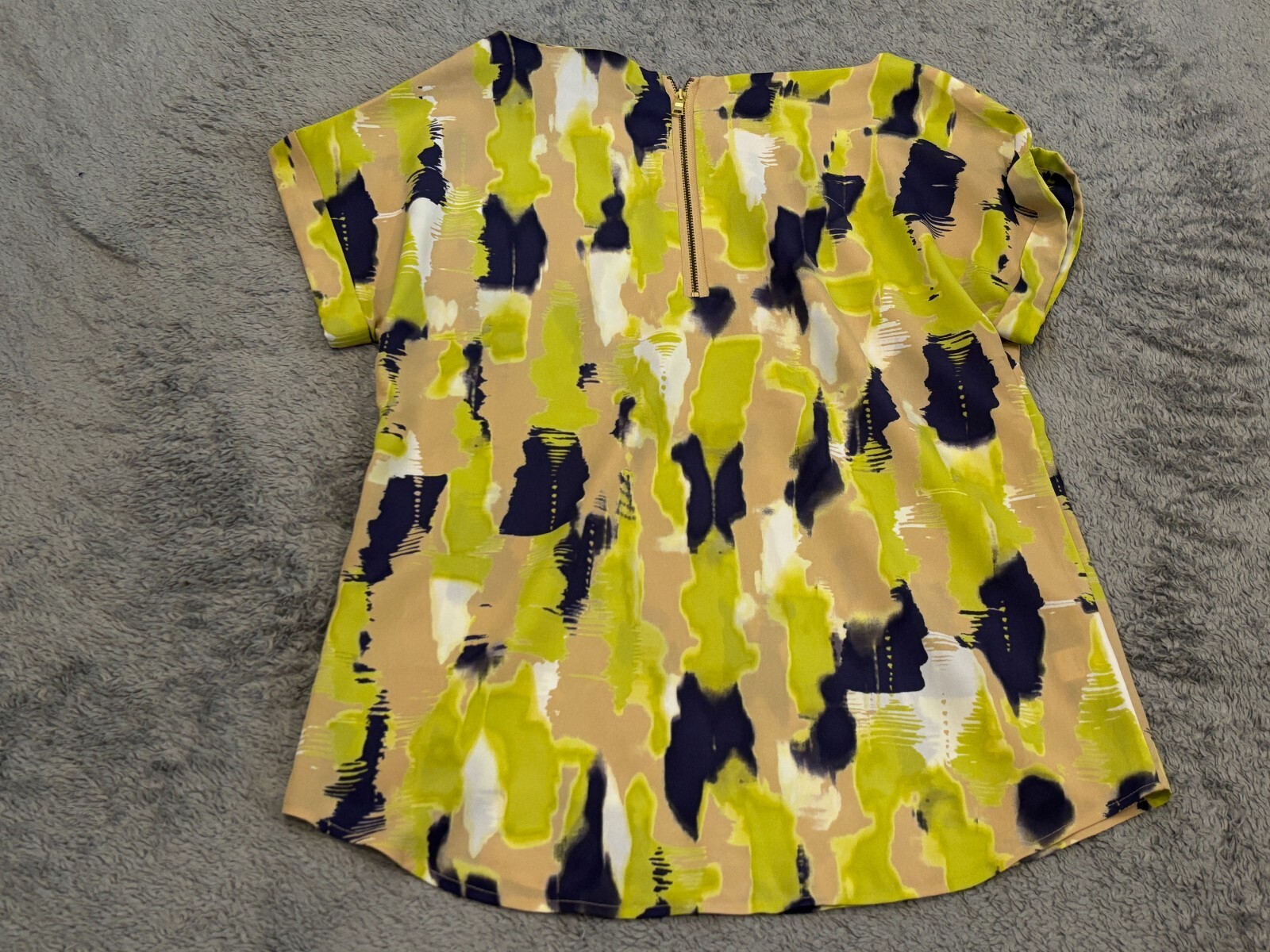 LOFT Blouse Womens Small Colorful Single Pocket Short Sleeved Top Geometric