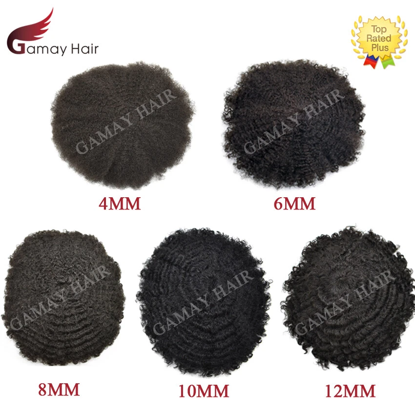 Sistemas rizados de cabello negro humano afro rizado toupee afroamericano de encaje completo para hombre Foto 2 de 4