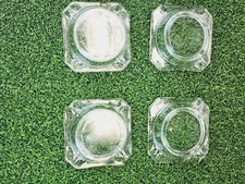 Vintage Square Clear Glass Ashtray Bundle Set of 4 notches 4in” Cottage Home