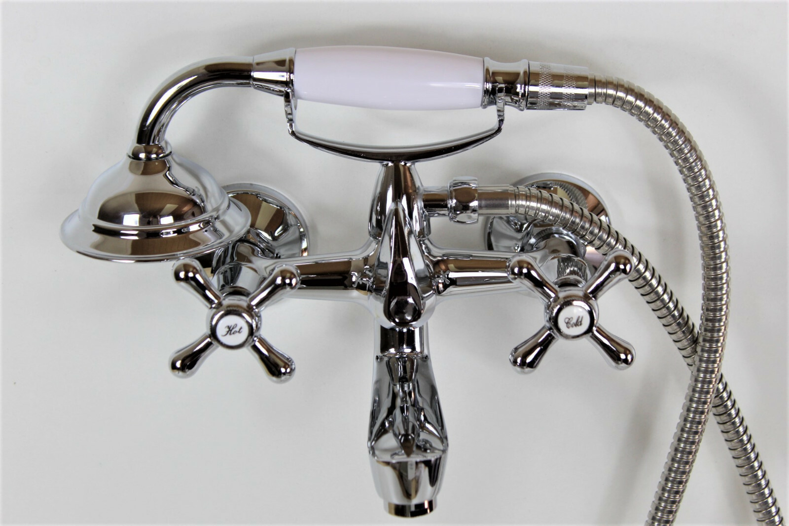Retro Badewannen-Armatur – Zweigriffmischer Aus Chrom, Wandmontage, Mit Brause-/Wannen-Umstellung, Hochdruck Geeignet