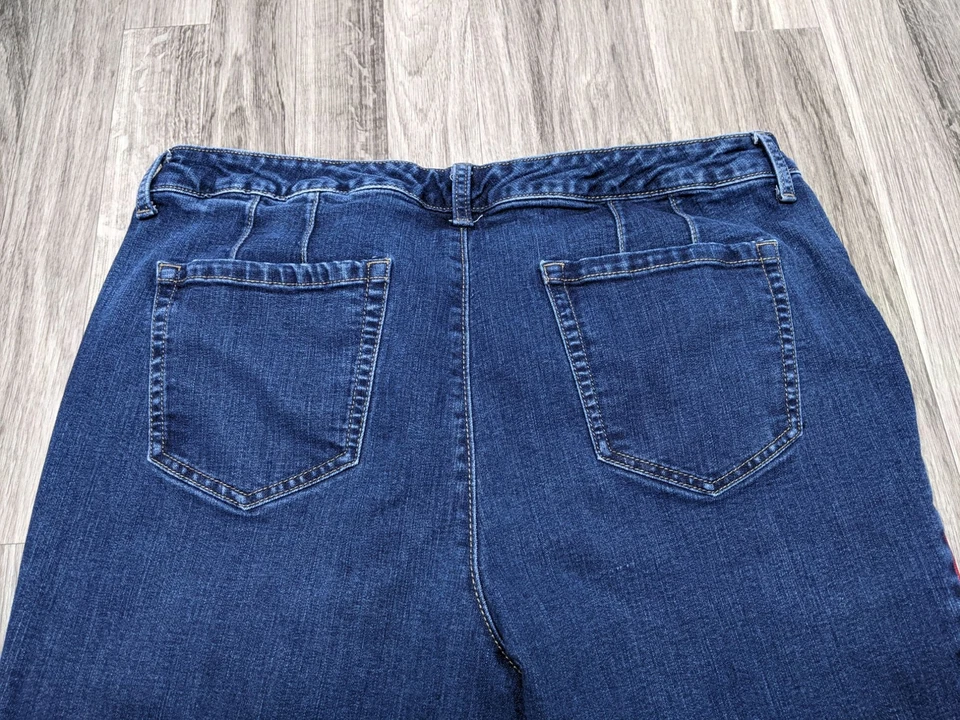 Charter Club Womens Plus Size 18 Short Red Stripes Lexington Straight Blue Jeans - Image 3 of 4